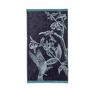 Botanical Birds Hand Towel Navy