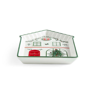 Christmas Tree Village Green Border Tray