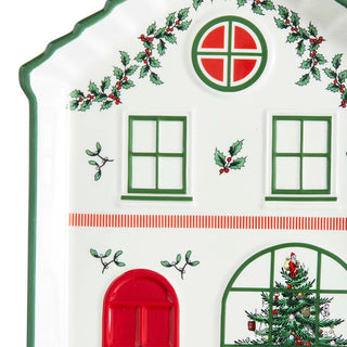Christmas Tree Village Green Border Tray