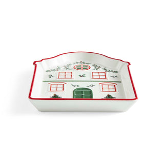 Christmas Tree Village Red Border Tray
