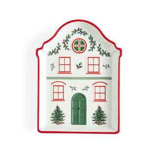 Christmas Tree Village Red Border Tray