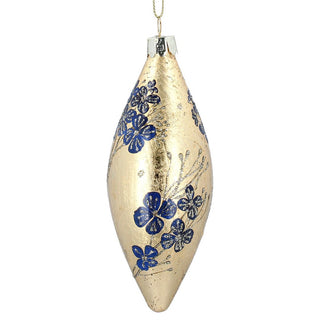 Gold Leaf with Blue Flowers Tree Decoration