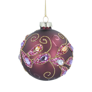 Matt Aubergine Multi Jewel Band Glass Bauble