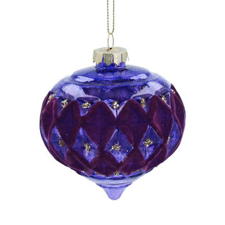 Blue Faceted Glass Onion Bauble