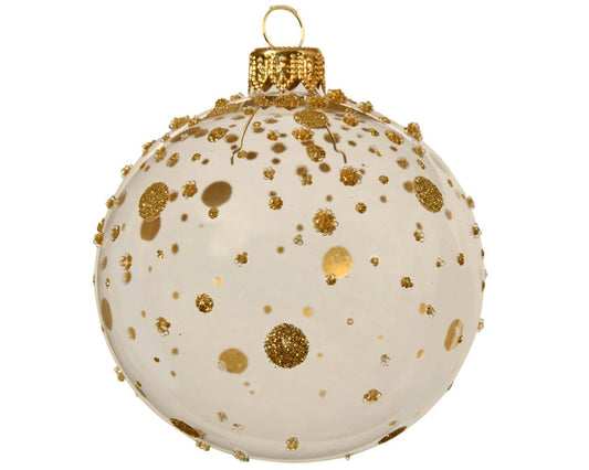 Gold Glitter Dots Glass Bauble