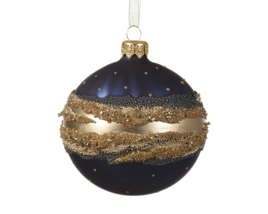 Night Blue Gold Galaxy Glass Bauble