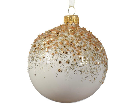 Gold Diamonte Sparkle Glass Bauble