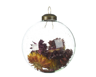 Dried Flowers Glass Round Bauble