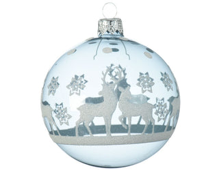 Reindeer with Star Misty Blue Glass Bauble