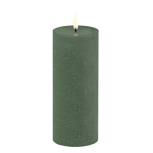LED Pillar Candle Rustic Olive Green 20cm