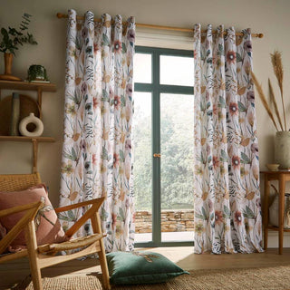 Oceania Sandstone Lined Eyelet Curtains 90"x90"