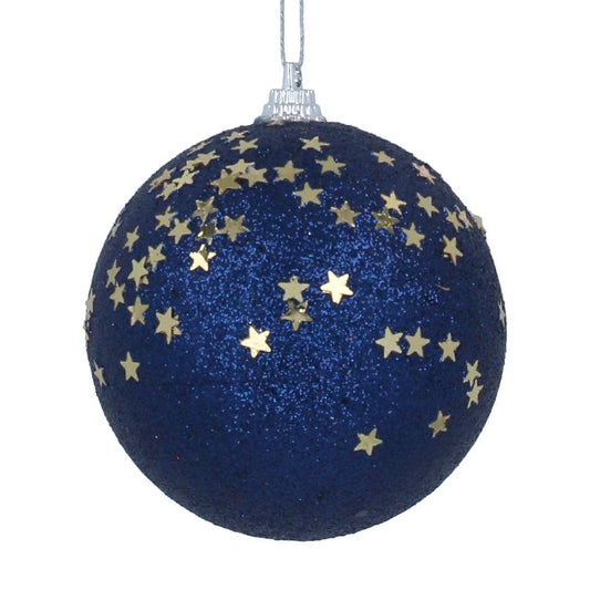 Dark Blue Glitter with Gold Stars Bauble