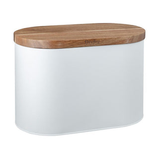 Bread Bin with Acacia Lid White