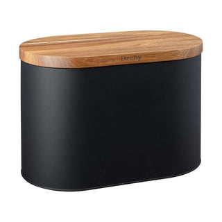 Bread Bin with Acacia Lid Black