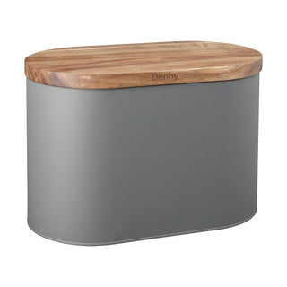 Bread Bin with Acacia Lid Grey