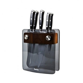 Denby 5 Piece Knife Block Set Smoked Glass