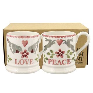 Lovebirds Set Of 2 1/2 Pint Mugs Boxed