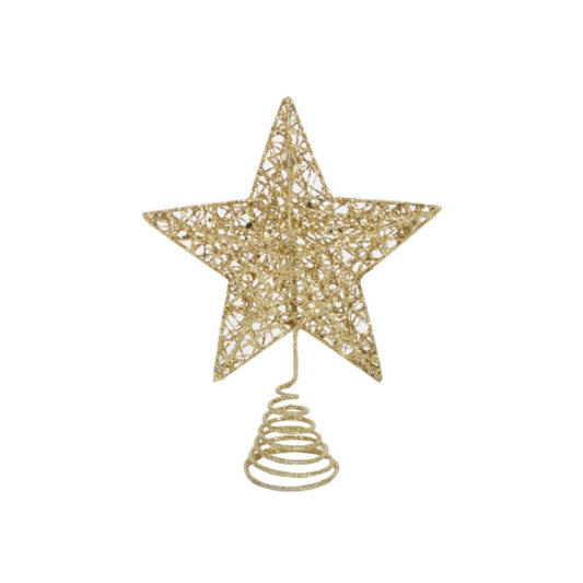Gold 28cm Wired Tree Topper Star