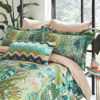 Floreana Double Duvet Cover Fig Leaf & Coral