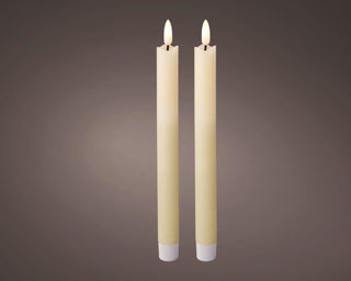 LED Set of 2 Cream Wax Dinner Candles Warm White Flame
