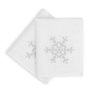 Napkin Linen Snowflake White 2Pk