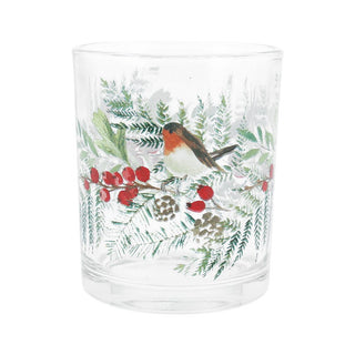 Robin on Fir & Berry Glass Night Light Pot