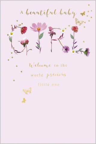 Floral Text Baby Girl Card