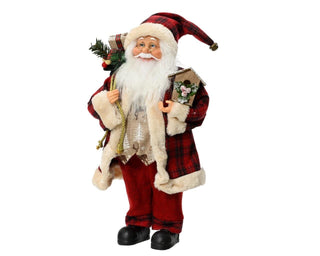 Red Tartan Santa Ornament 