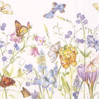 Butterflies & Blossoms White Paper Napkin