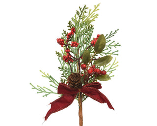 Foilage Stem with Red Berries & Bow