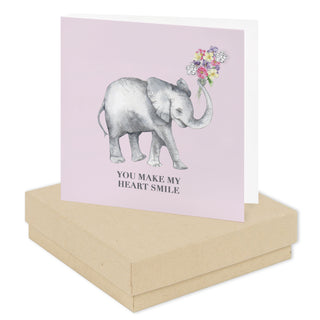 Boxed Elephant Heart Smile Earring Card