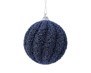 Glitter Navy Swirl Beaded Bauble