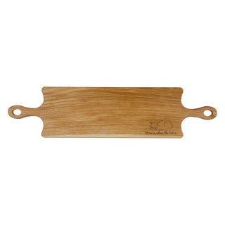 Long Farmhouse Cat Board In Oiled Oak - Home Is Where The Cat Is