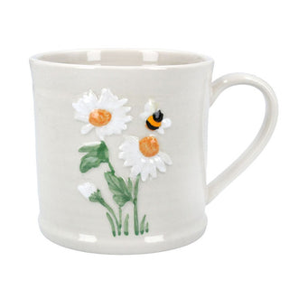 Daisy Bee Embossed Stoneware Mug