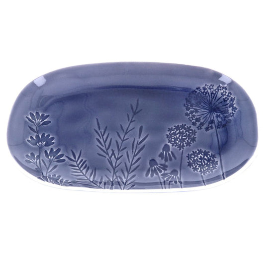 Blue Meadow Stoneware Oval Plate