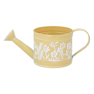 Floral Embossed Yellow Metal Watering Can