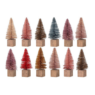 Set of 12 Mini Coloured Christmas Trees