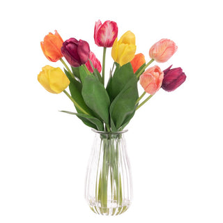 Tulips in Ribbed Vase