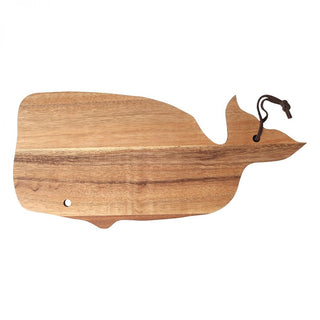 Ocean Whale Board with Leather Tie In Rustic Acacia