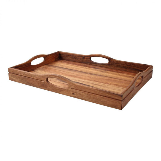 Baroque Large Tray With 4 Handles In Rustic Acacia