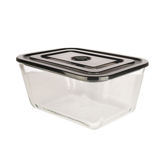 Glass Rectangular Container With Silicone Stopper 2.5l Midnight