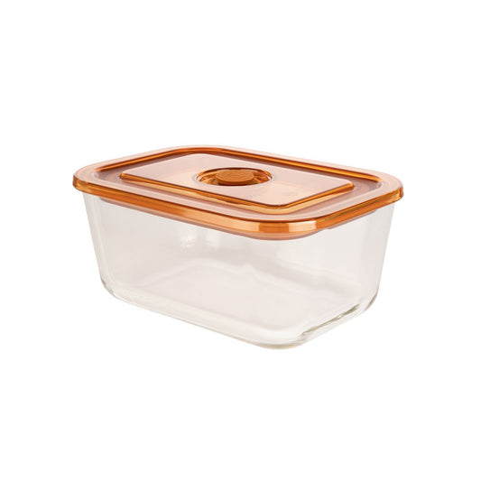 Glass Rectangular Container With Silicone Stopper 750ml Rust