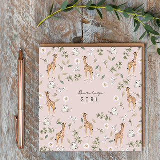 Baby Girl Giraffe Card