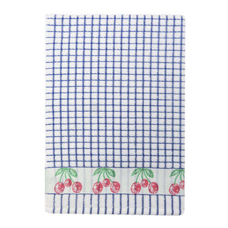 Blue Cherry Jacquard Tea Towel