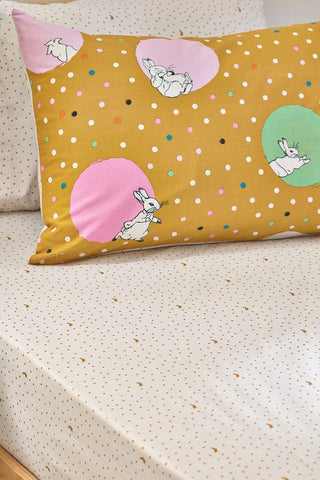 Dotty Peter Rabbit Fitted Bed Sheet Ochre - Single