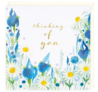 Blue Florals Thinking of You Card