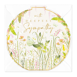 Green Floral Round Sympathy Card