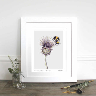 Thistle & Bee 10×12? Mounted Fine Art Print