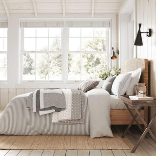 Long Island Breton Stripe Double Duvet Cover Set Grey/White