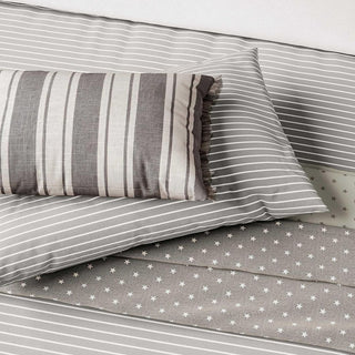 Long Island Breton Stripe Double Duvet Cover Set Grey/White